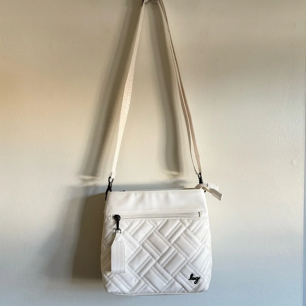Lug Double Dip Satin Luxe VL Crossbody Bag in White NEW - Picture 2 of 5